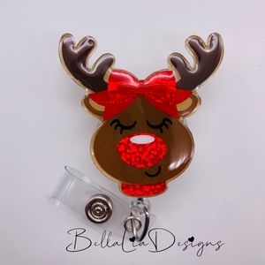 Cute Reindeer Girl Badge Reel